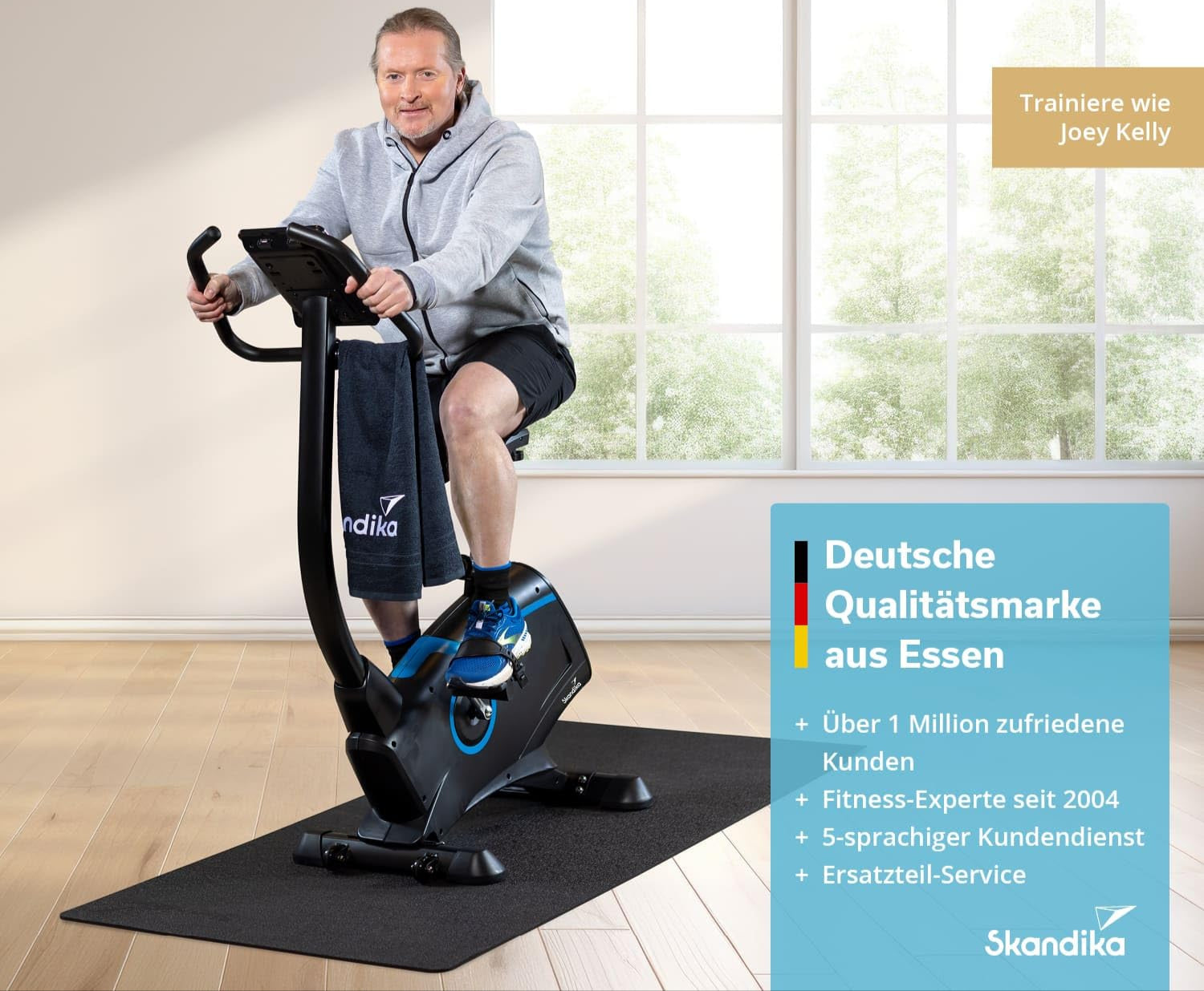 Skandika Ergometer Fahrrad Atlantis | Heimtrainer mit App Steuerung (Kinomap, iConsole), Bluetooth, 10kg Schwungmasse, Puls und Körperfettmessung, 32 Stufen, geräuscharm, Transportrollen | bis 150kg